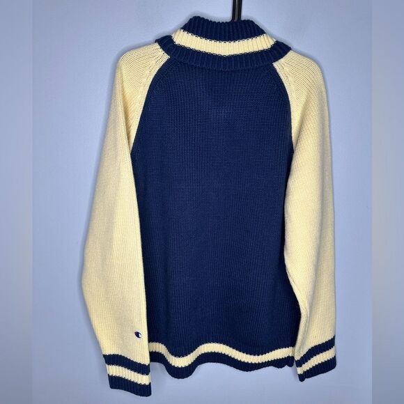 Champion Japan C8-A606 Varsity Knit Zip Jacket Navy Wool Blend Unisex Rare - Picture 5 of 10
